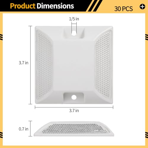 Image of 30 Pcs Road Reflectors, Reflective Street Pavement Markers, 3.7x3.7 inch Driveway Asphalt Stud Markers, Road Driveway Reflectors for Speed Bumps, Highways, Pedestrian Crossings