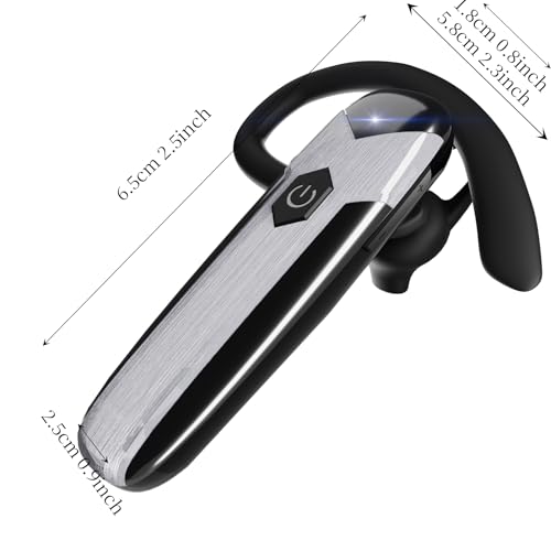 Image of Bluetooth Headset V5.3 Single-Ear Earpiece with Wireless Microphone 48H Battery, Bluetooth Earpiece - Handsfree for Driving /Truck Drivers, Compatible with iPhone, Android, Samsung