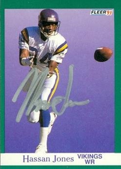 Hassan Jones Autographed Football Card (Minnesota Vikings) 1991 Fleer No.283