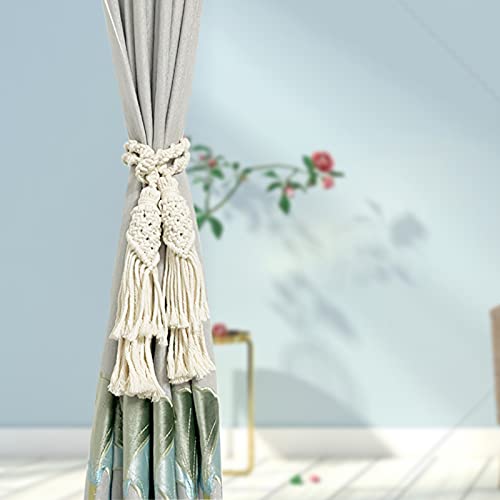 Blackout Curtain Rope Tieback With Tassel, Antique Knitting Holdbacks Curtain Holder Natural Panels Convenient Collector For Nursery Bedroom Office Home House Hotel Window Decoration- 1 Pair #TOP1