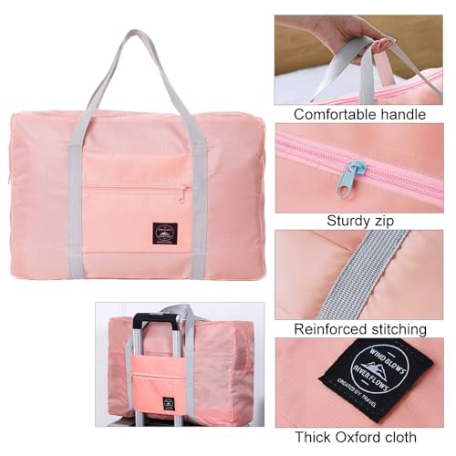 5PCS Foldable Travel Duffel Bag for Travel，Lightweight Tote Carry on Luggage Bag Spirit Airlines Personal item Sports Travel Bag for Women and Men Holiday, Shopping, Weekends, Outing, Sports4