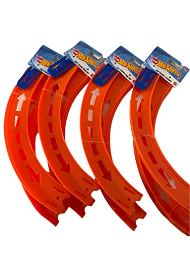 Image of Hot Wheels Curve Tracks 4-Pack 8 Pieces Plus 4 Connectors 10 Inches Long