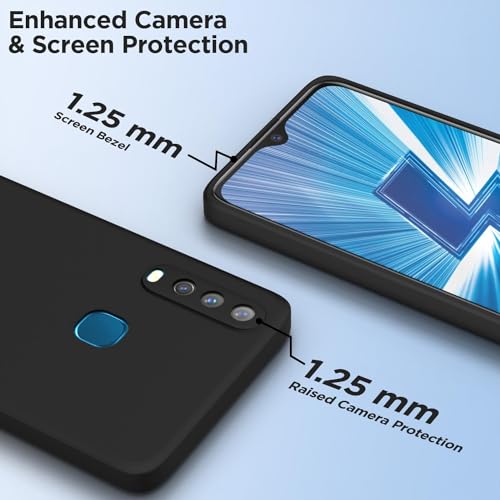 Image of Bintage Rubber TPU Camera Protection | Back Cover Case Compatible for Vivo 1902 / Vivo Y17 / Y15 / Y12 - Black