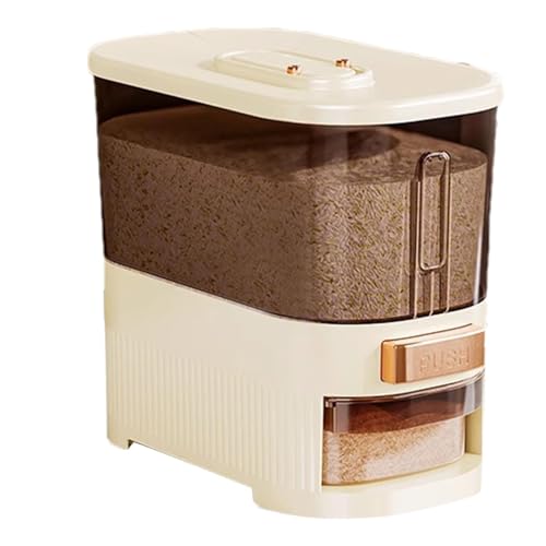 10KG Rice Dispenser | Rice Container Cereal Containers Storage | Large Sealed Grain Container with Lids and Time Recorder | Sealed Moisture Proof Rice Bucket with Measuring Cup for Home Kitchen