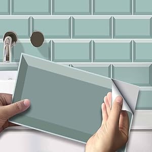 Neukids 27 vellen saliegroen tegelstickers, plaktegels, zelfklevende tegels, badkamer, keukenachterwand, wasruimte, wastafel, camper, tuinmuren, tegeldecoratie