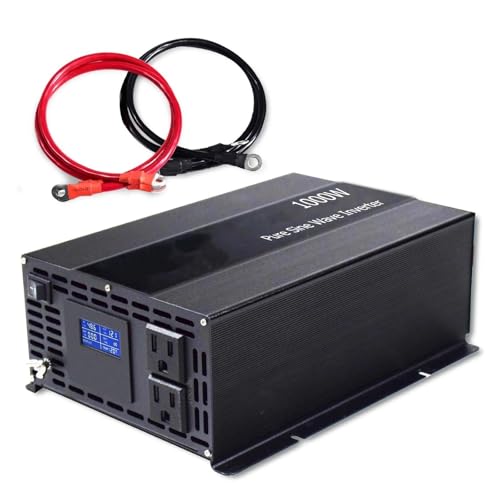 Convertidor Corriente Convertidor Voltaje Pantalla LCD 2000W Pico Onda Sinusoidal Pura Potencia Inversor Solar 1000W 12V/24V/36V/48V DC A 120V/220V/230V/240V AC Convertidor(24V,120V_European)
