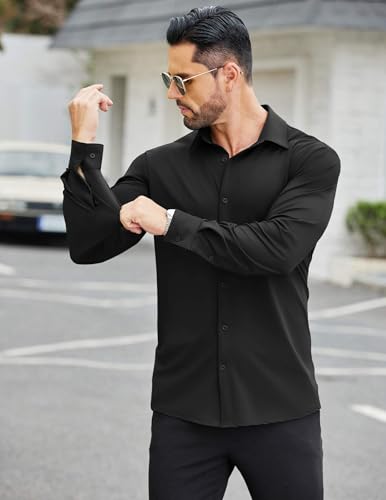 COOFANDY Mens Stretch Dress Shirts Long Sleeve Button Down Shirt Wrinkle Free Formal Business Shirts4