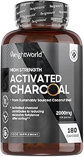 Activated Charcoal Capsules 2000mg - Coconut Charcoal Digestion Supplement From Sustainably Sourced Coconut Shell  180 Vegan Capsules(Not Activated Charcoal Tablets) - Contribute to Reduce Flatulence