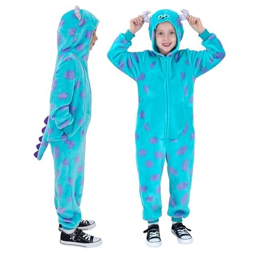 Rabtero Disfraz de monstruo azul para niños, niñas de monstruo azul Onesie, fiestas de Navidad de Halloween Disfraz de dibujos animados para niños 8-10