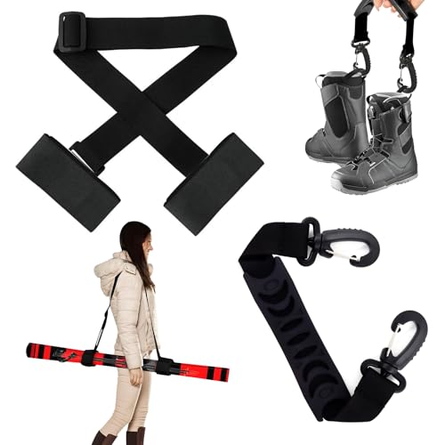 Esquí Correa, Ski Carrier Strap, Correa de Transporte de Esquí Ajustable, Correa Portador Esqui y Bastones, Correas para Botas de Esquí, Transporte Esquí, para Actividades al Aire Libre de Invierno