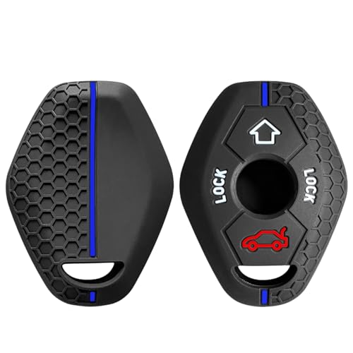 OTMIK Funda de silicona para llave de coche compatible con BMW X3 X5 Z3 Z4 3 5 7 Series E38 E39 E46 E83 E53 M5 325i 330i Accesorios para llavero (línea azul)