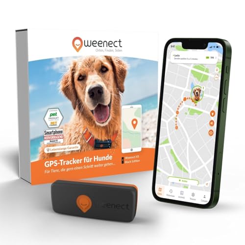 Weenect XS für Hunde - Mini GPS-Tracker für Hunde | GPS-Tracking in Echtzeit | Kleinstes Modell auf dem Markt | Abonnement | Wasserdicht