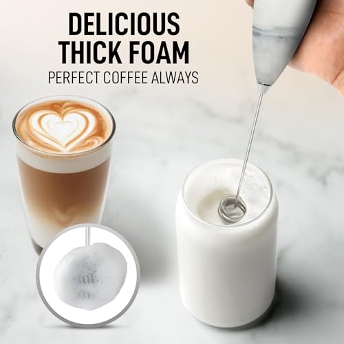 Image of Zulay Kitchen Powerful Milk Frother Wand With Duracell Batteries - Ultra Fast Handheld Drink Mixer - Electric Whisk Foam Maker for Coffee, Lattes, Cappuccino & Matcha - Double Whisk - Quartz