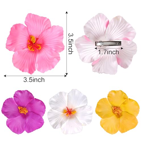 Pinzas de cabello flores hawaianas 4 piezas multicolor miniatura 3