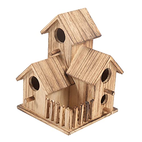 TOYANDONA Multi Bird Nest Wide Entrance House for Outdoor Garden for Birds Like Parrots and Canaries Light Brown Finish for DIY Decoration