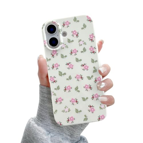 Coque iPhone 16 Plus fleurie rose et blanche en TPU mince QLTYPRI