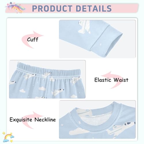 Fustylead White Aircraft on Light Blue Background Pajamas Cotton Sleepover PJ Set Long Sleeve Lounge Wear4