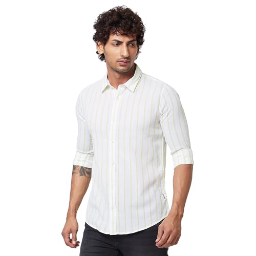 Image of Spykar Men's Regular Fit N /A Full Sleeve Striped Casual Shirts