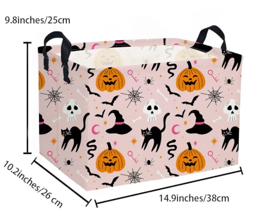 Image of Rectangle Halloween Baskets Ghost Basket Cute Storage Bin Fish Box for Room Decor Gift Basket(Cat Halloween)