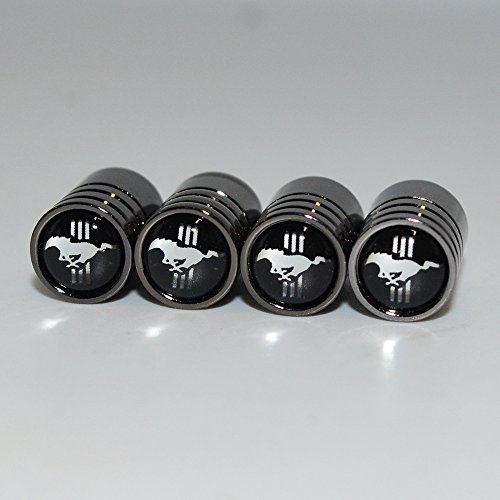 US85 Mustang Black Chrome Auto Car Wheel Tire Air Valve Caps Stem Cover