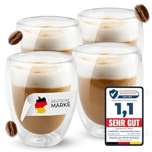 Lemontree 4er Set Doppelwandige Latte Macchiato Gläser