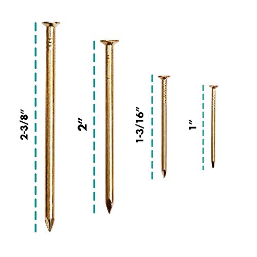 HangDone Nails Assortment 250-Pieces 4 Sizes, Brass Plated - Thumbnail 2