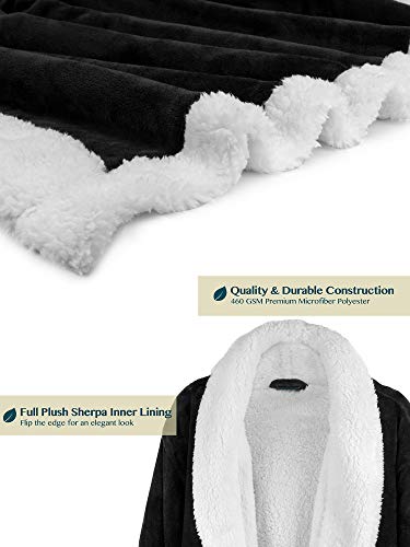 Image of PAVILIA Women's Plush Fleece Robe, Soft Cozy Long Bathrobe with Satin Waffle Trim, Warm Lightweight, Pockets & Tie Belt