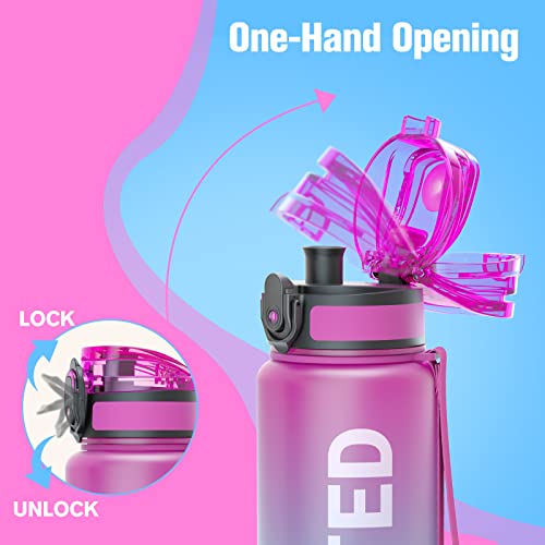 Image of Sahara Sailor Water Bottles, 25oz Motivational Sports Water Bottle with Time Marker - Times to Drink - Tritan, BPA Free, Wide Mouth Leakproof, Fast Flow Technology with Clean Brush (1 Bottle)