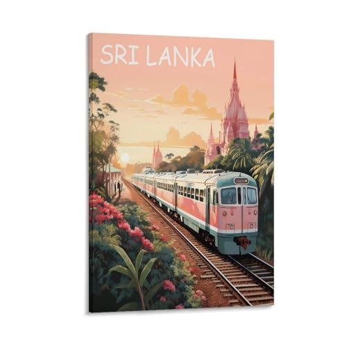 Poster Sri Lanka vintage JavoN en toile haut de gamme pour decoration de lit