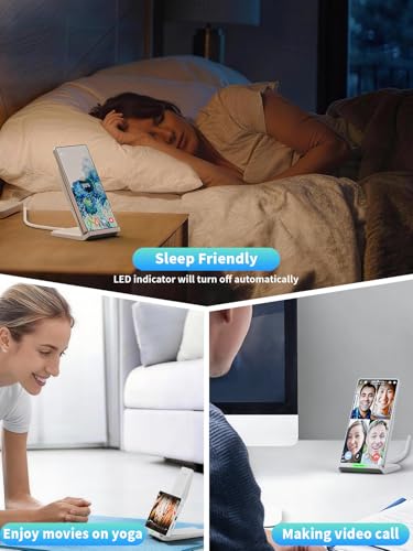 Image of Wireless Phone Charger Stand,15W Fast Android Wireless Charger Station for iPhone 17 /17 Air /17 Pro Max /15 /14 /13, 15W Fast Charging for Samsung Galaxy S23 S22 S21 with 20W USB C Charging Block Adapter