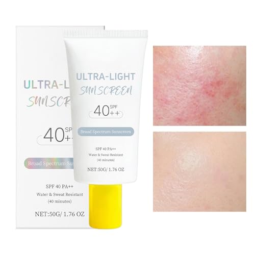 Crema Solar Hidratante | Protector Solar Facial Invisible 50g Amplio Espectro SPF40 | Amplio Espectro Ligero Cuidado Facial Sin Aceites Ni Grasa Unisex Uso Diario