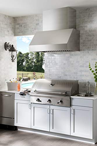 Broan EPD6136SS 36" Pro-Style Outdoor Hood with 1100 CFM Internal Blower Bright Halogen Lighting HVI Certification Dishwasher Safe Filters and Heat Sentry: Stainless - Thumbnail 5