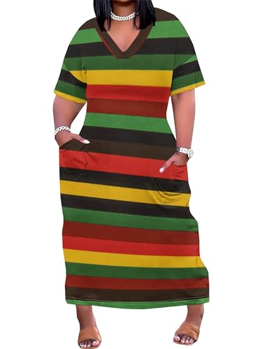 Image of SUZONANA Plus Size Dresses for Curvy Women African Print American Dress Summer Outfits Casual Loose with Pocket