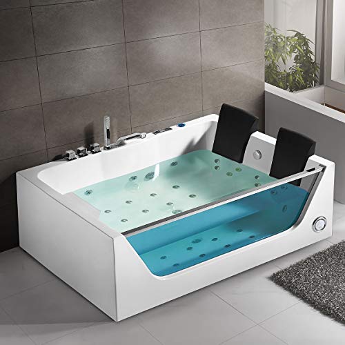 BHBL 71 x 47 In Whirlpool Tub 2 Person, Hydromassage Soaking SPA Tub, Rectangular Freestanding tub with Computer Panel, Air Bubble, Multicolor Light, UL Certified (DK-Q411) BHBL 71 x 47 In Whirlpool Tub 2 Person, Hydromassage Soaking SPA Tub, Rectangular Freestanding tub with Computer Panel, Air Bubble, Multicolor Light, UL Certified (DK-Q411)