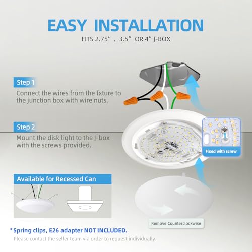 ECOELER 6 Inch LED Disk Lights, Dimmable Surface Mount/Recessed Ceiling Downlight, 16.5W 1100Lm 5000K Daylight, Retrofit Disc Ceiling Light for Stairwell, Basement, Garage, ETL Listed, 12 Pack by ECOELER - Used condition - Image 7