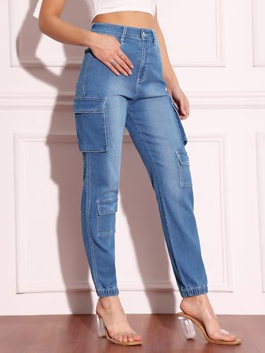 Image of Miss Chase Women's Skinny High Rise Cropped Fringed Hemline Detailing Stretchable Denim Jeans