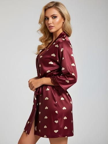 Image of Xs and Os Women Satin Short Nighty Babydoll Nightwear Robe