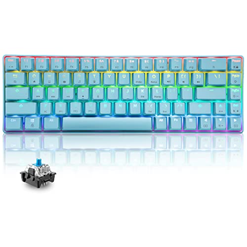 T8 RGB 60% Clavier Mécanique, Clavier de Jeu Filaire Layout Compacte 65%, 18 LED RVB Chroma Rétroéclairées, QWERTY Mini 68 Touches Full Key Anti-ghosting...
