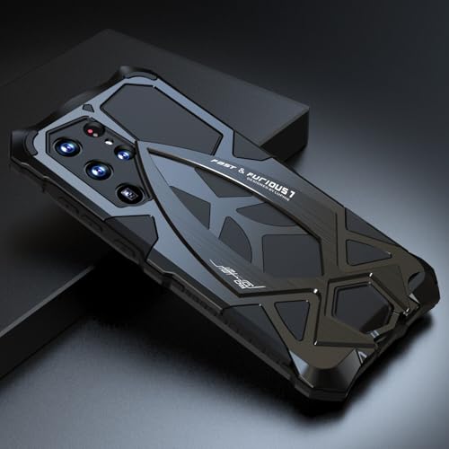 Coque Samsung S26 Ultra noire en métal et silicone rigide avec protection complète hybride