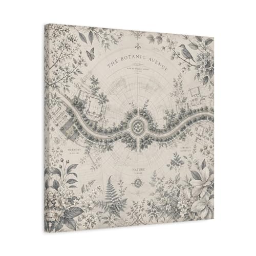 Toile botanique vintage au-dessus du canapé du salon chic