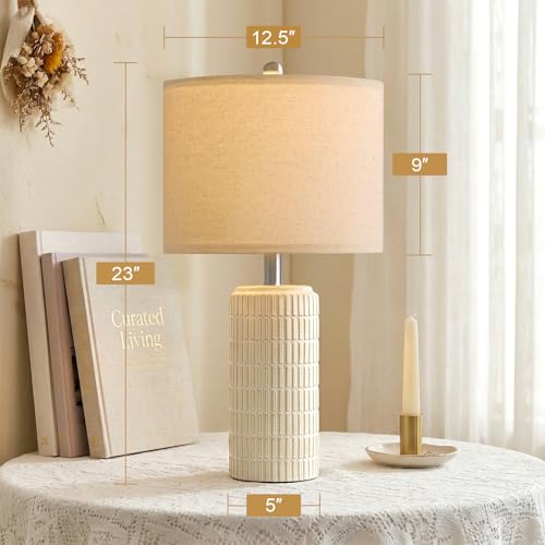 Image of PoKat 23'' Dimmable Table Lamps Set of 2 with Remote for Living Room, White