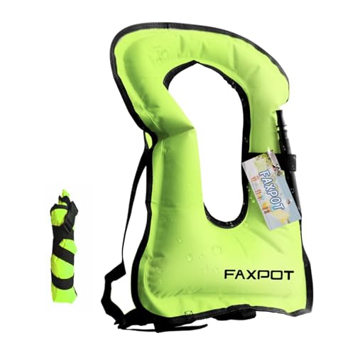 Faxpot Snorkel Vest, Adults Portable Kayaking Buoyancy Inflatable Swim Vest Jackets, Diving Surfing...