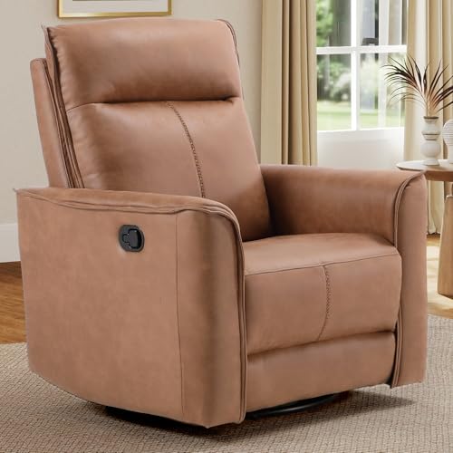 Sillón reclinable giratorio con tapizado marrón miniatura 1