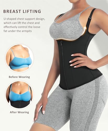 Image of FeelinGirl Waist Trainer for Women Corset Vest Body Shaper Cincher Trimmer Tank Top Sport Girdle with Steel Bones