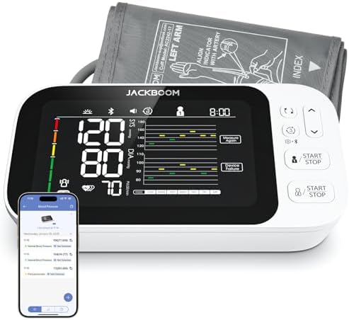 JACKBOOM Automatic Upper Arm Blood Pressure Monitor, 2x250 Readin...