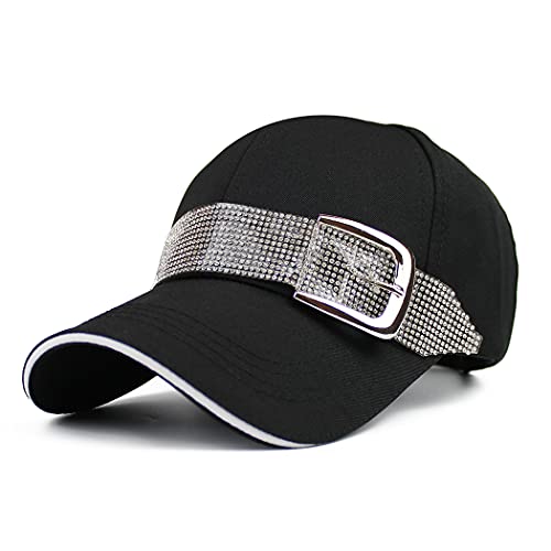 Gudessly Verstellbare Damen Bling Strass bejeweled Baumwolle Denim Baseball Cap Hip Hop Hut, B-schwarz Cover