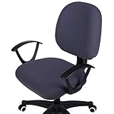 Smiry Stretch Jacquard Office Computer Chair Covers, Removable Washable Universal Desk Rotating Chair Slipcovers Protector, Seat + Backrest Cover, Dark Grey