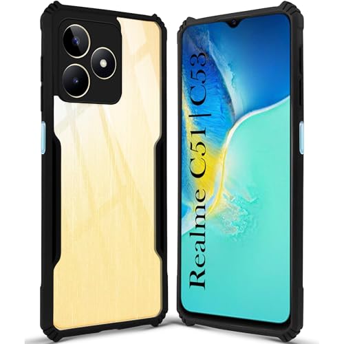 Image of Jkobi Back Case Cover for Realme C51 | Realme C53 (Shockproof with Polycarbonate Clear Panel | Professional Black)