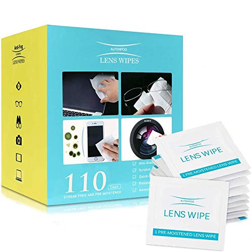 Lens Cleaning Wipes Glasses Cleaners Pre-moistened and Non-Scratching Eyeglass Wipes for Eyeglasses, Tablets, Camera Lenses, Screens, Keyboards and Other Delicate Surfaces - 110 Pcs