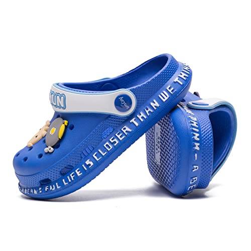 Azooken Kid's Cute Clogs Slides Boys Girls Non-Slip Slippers Cartoon Garden Shoes Indoor Outdoor Children Beach Pool Water Shower Slippers(1823-Blue32) #TOP3